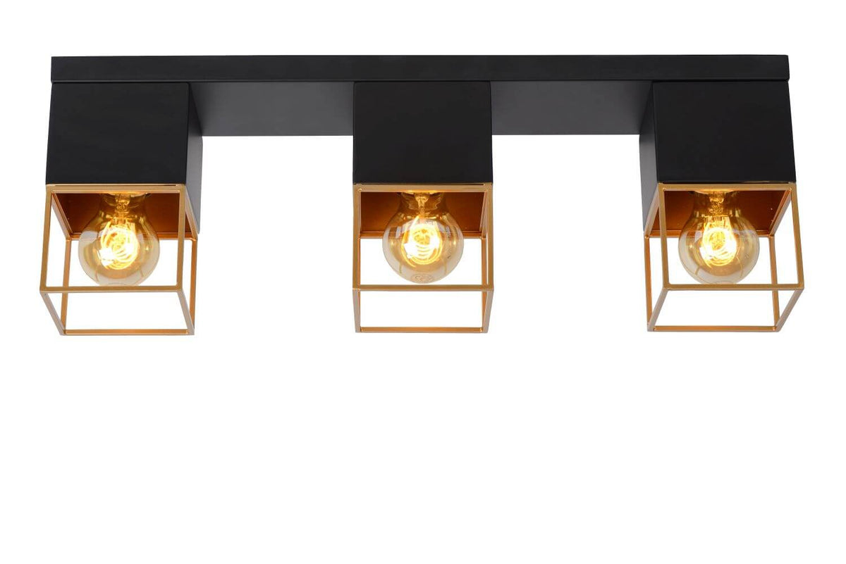Plafonnier Rixt 3 lumières noir et doré mat