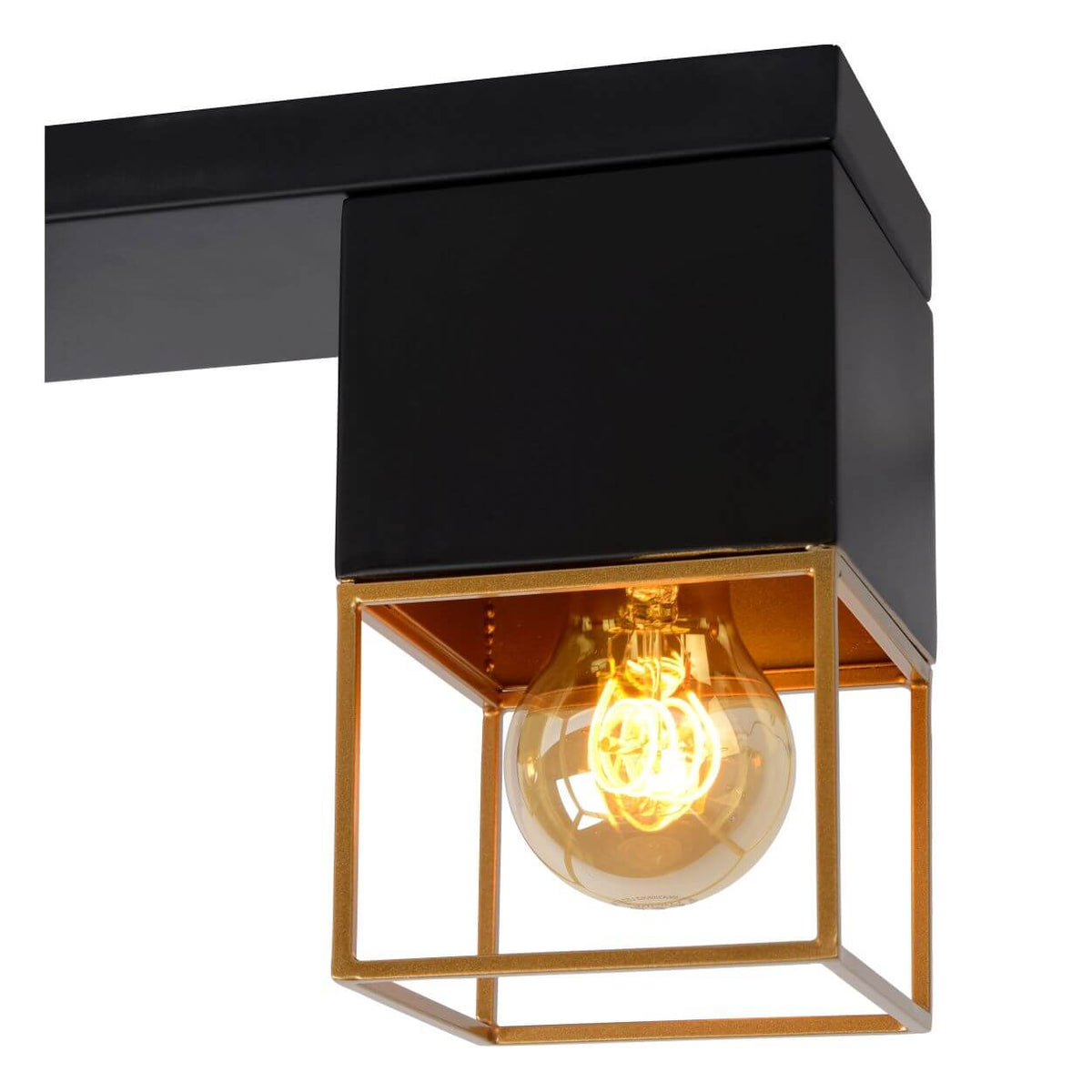Plafonnier Rixt 3 lumières noir et doré mat