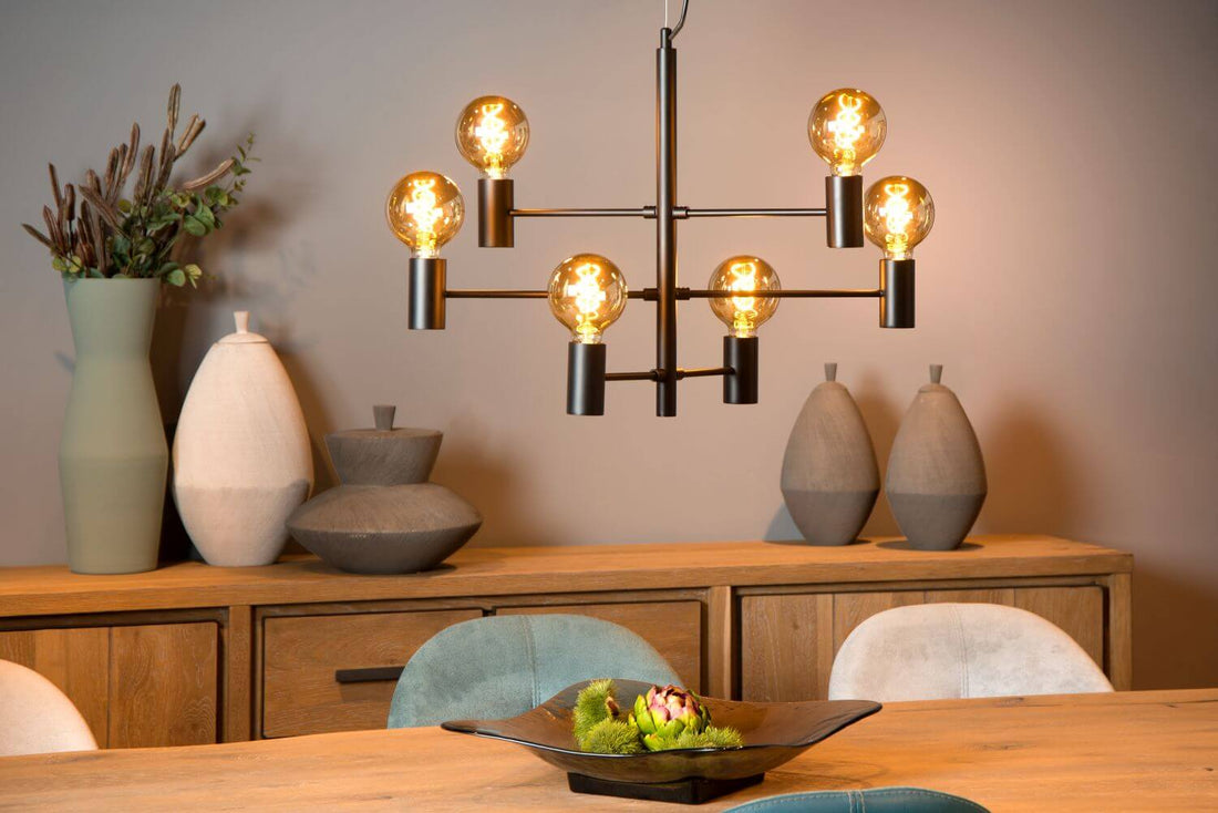 Suspension Leanne 6 lumières noire