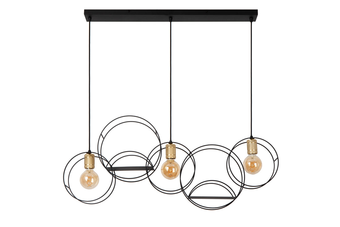 Suspension Circle 3 lumières noire