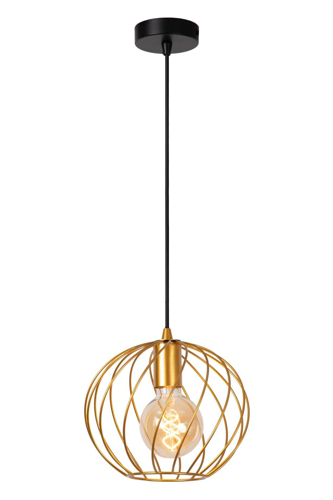Suspension Danza dorée mat et noire, H 60 cm