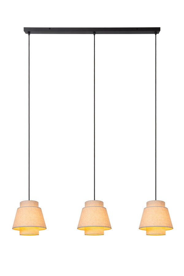 Suspension Tribute 3 lumières beige, tissu (21435/03/38)