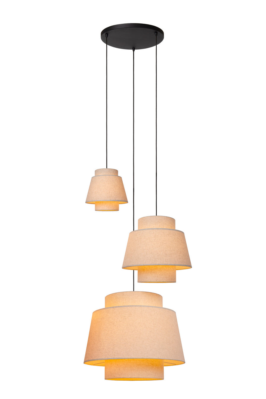 Suspension Tribute 3 lumières beige, tissu (21435/13/38)