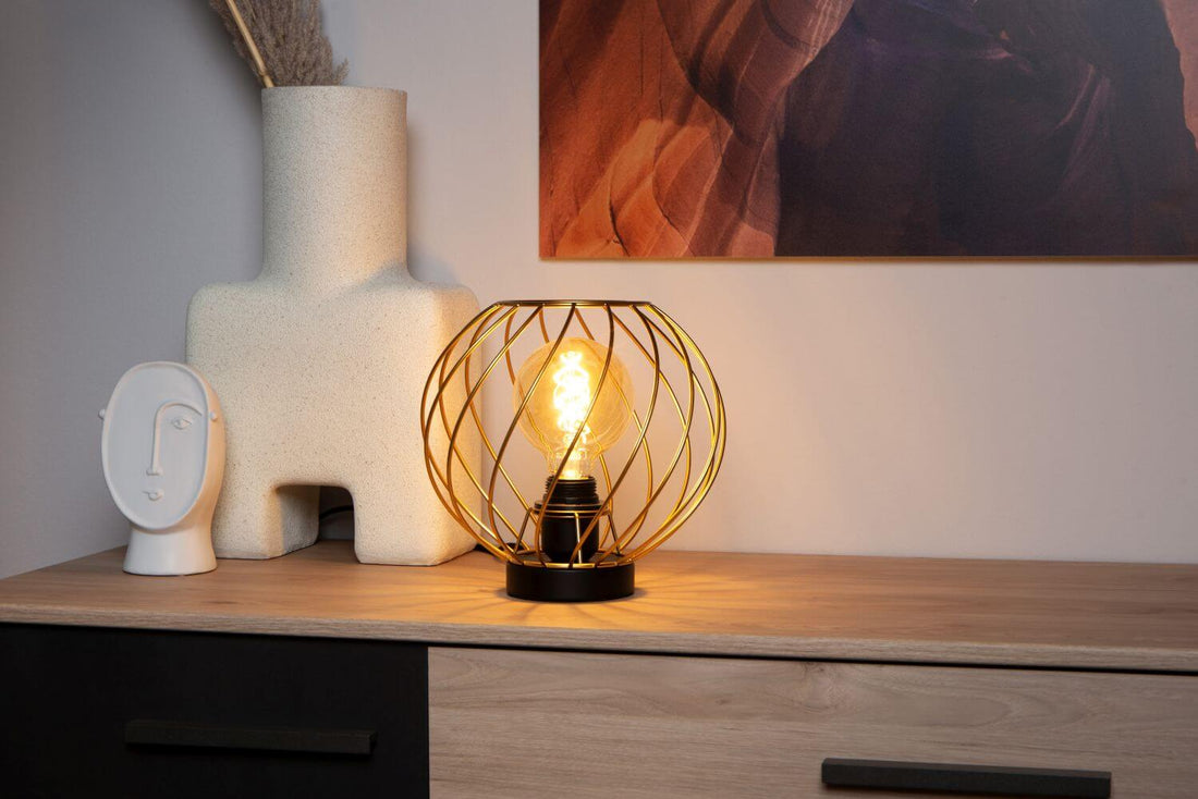 Lampe à poser Danza dorée mat et noire