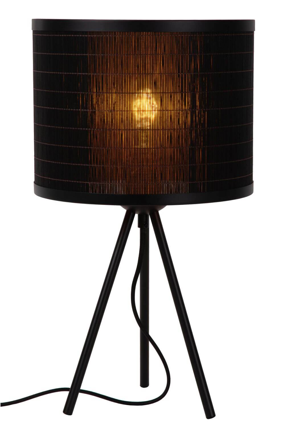 Lampe à poser Tagalog noire et bois clair, H 47 cm