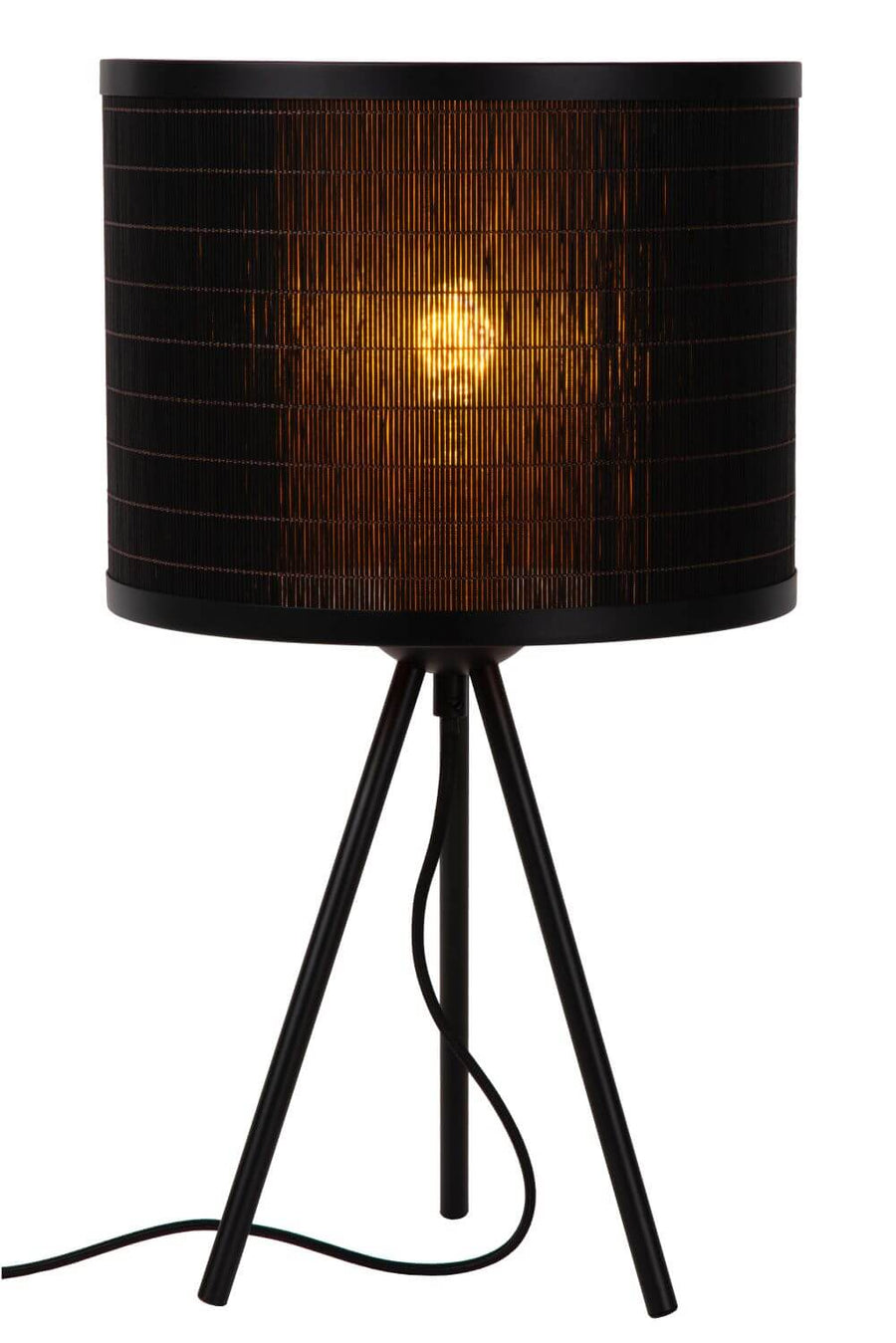 Lampe à poser Tagalog noire et bois clair, H 47 cm