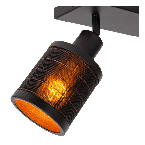 Plafonnier Tagalog 2 lumières noir et bois clair