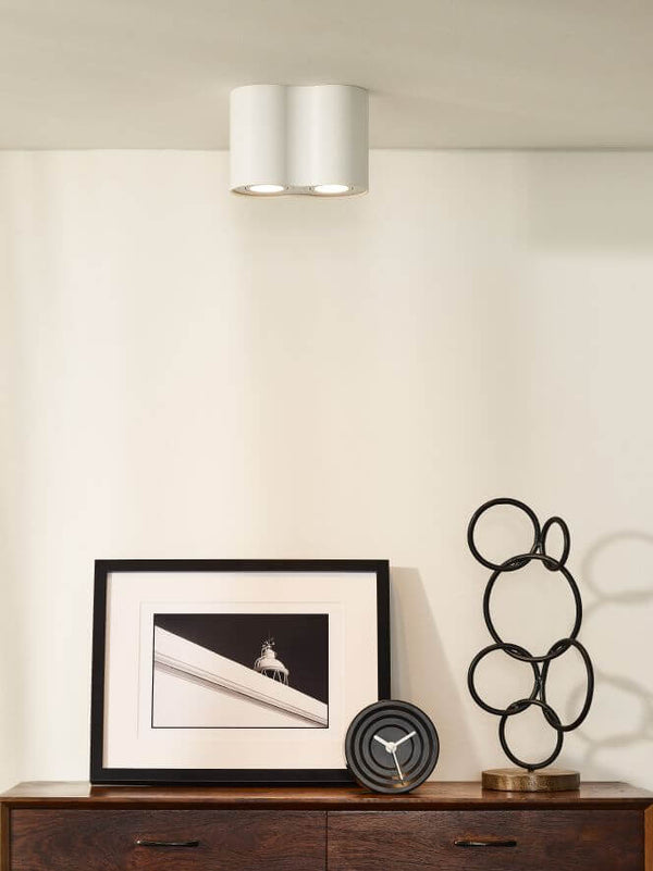 Plafonnier Tube 2 lumières blanc, L 17,7 cm