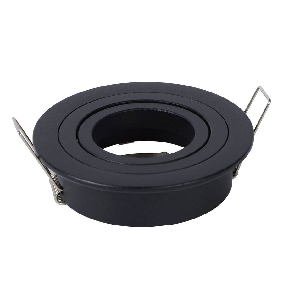 Profil du spot encastré montrant les ressorts de fixation métalliques et le corps cylindrique
