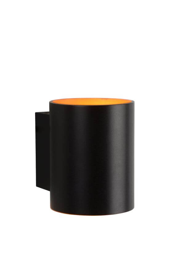 Produit de face sur fond blanc, cylindre noir mat à intérieur doré