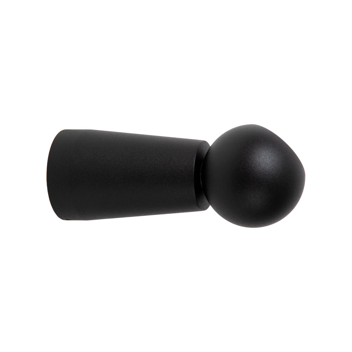 Profil arrière du luminaire noir mat, sphère fermée sans source lumineuse visible
