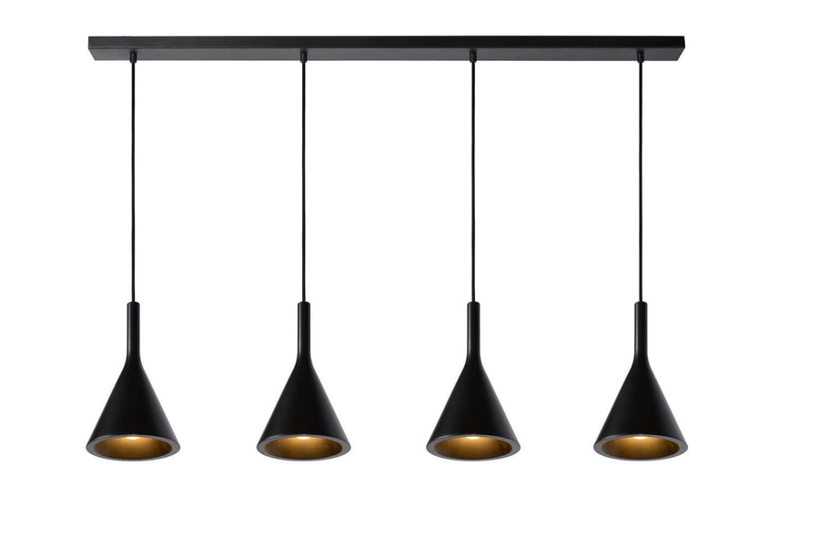 Suspension Gipsy 4 lumières noire, céramique