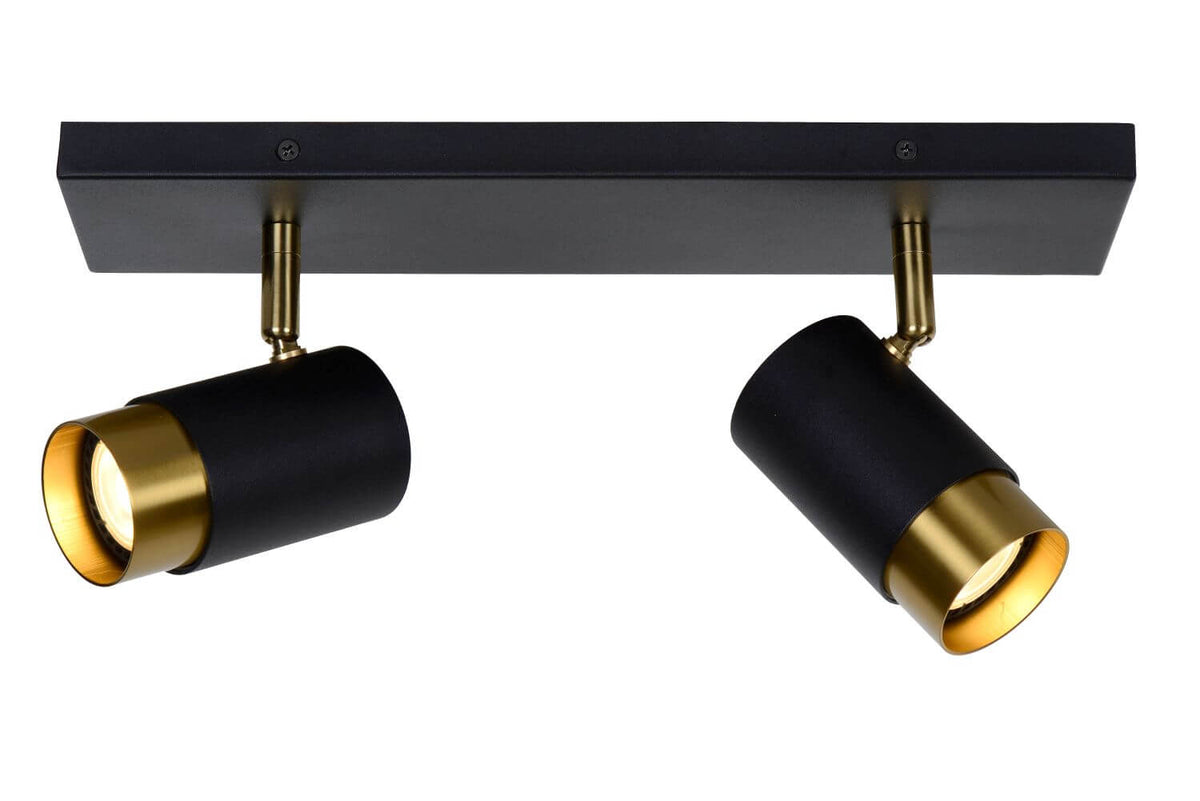 Plafonnier Floris 2 lumières noir et doré mat
