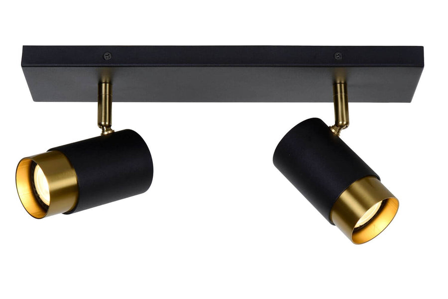 Plafonnier Floris 2 lumières noir et doré mat