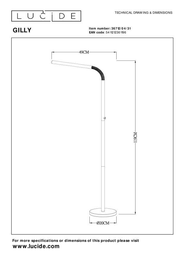Lampadaire Gilly blanc, H 119 cm