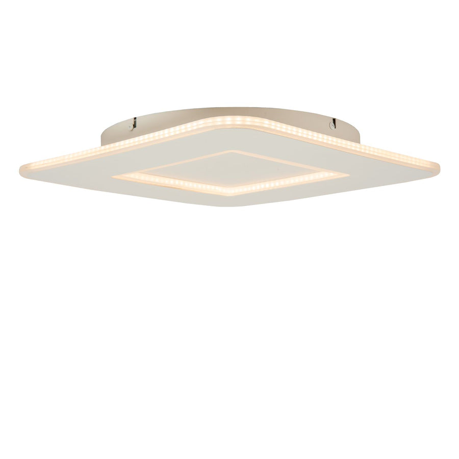 Vue de profil montrant le socle de fixation au plafond et les rubans LED