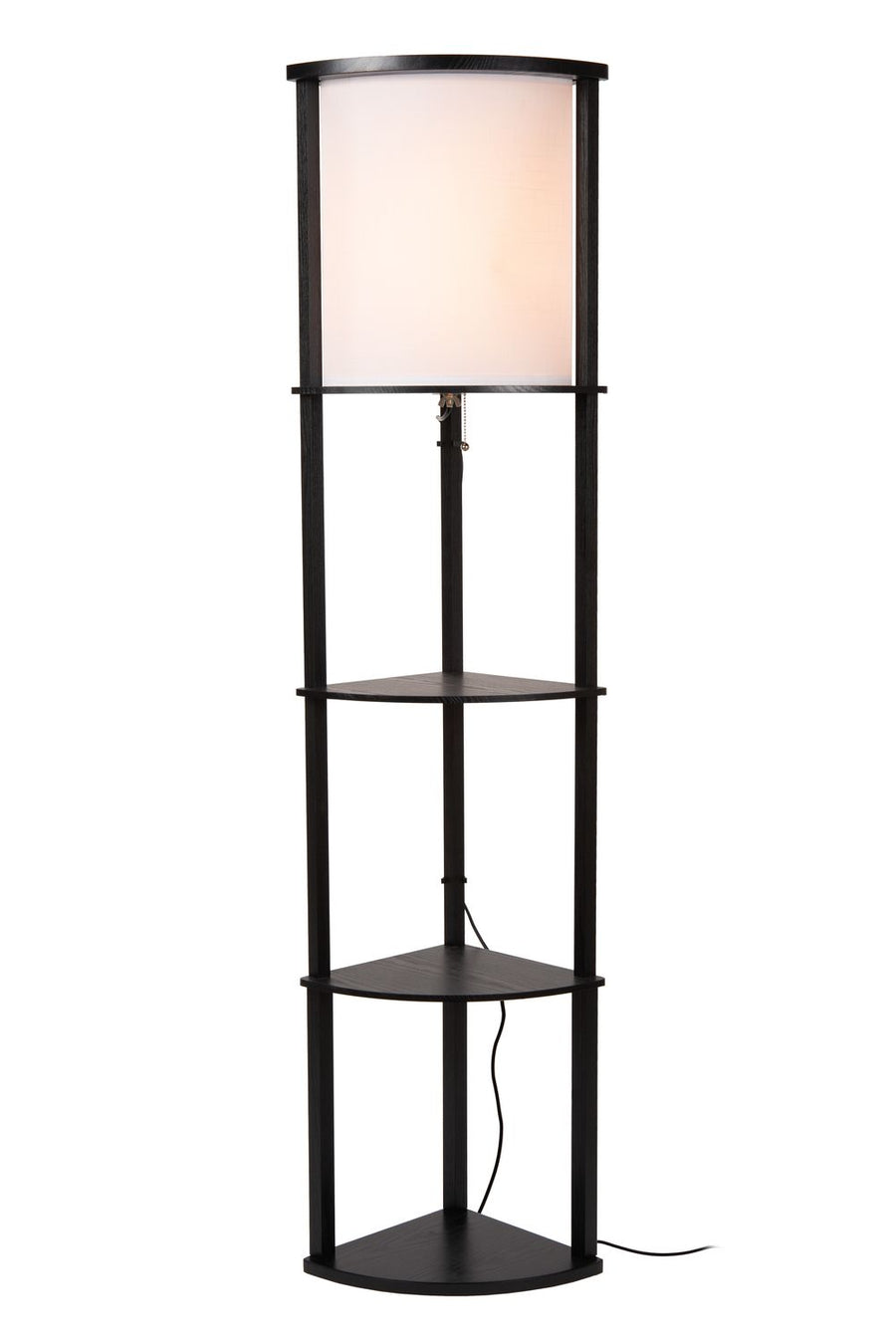 Lampadaire Menno noir et beige, coton, H 162,3 cm