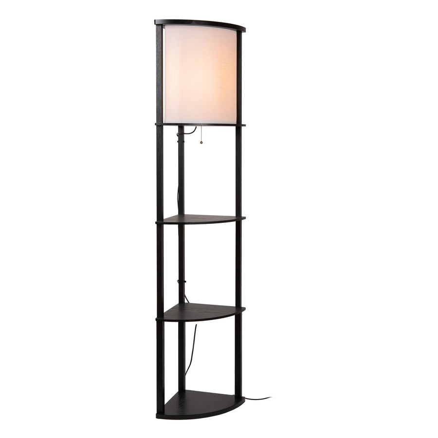 Lampadaire Menno noir et beige, coton, H 162,3 cm