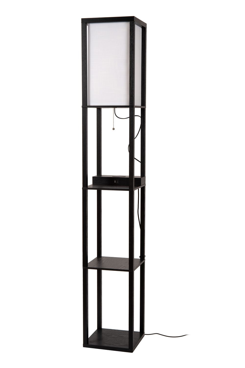 Lampadaire Menno noir et beige, coton, H 162,7 cm