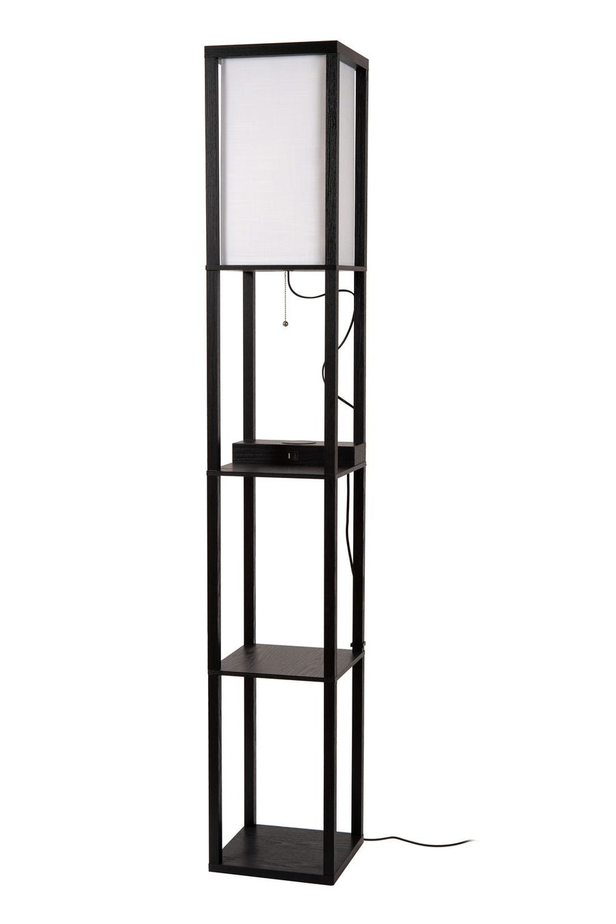 Lampadaire Menno noir et beige, coton, H 162,7 cm