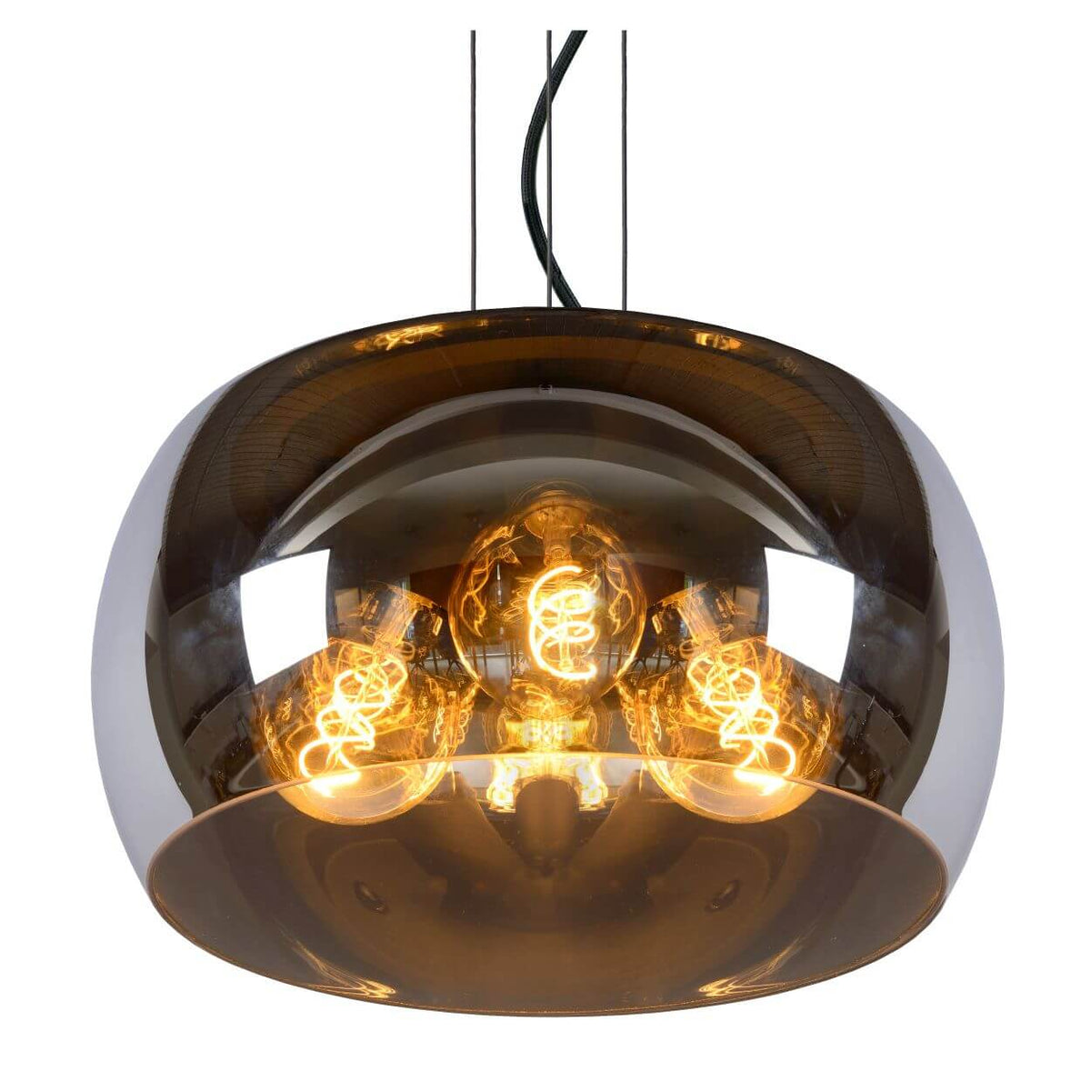 Suspension Olivia 3 lumières fumée et grise, verre (45401/40/65)