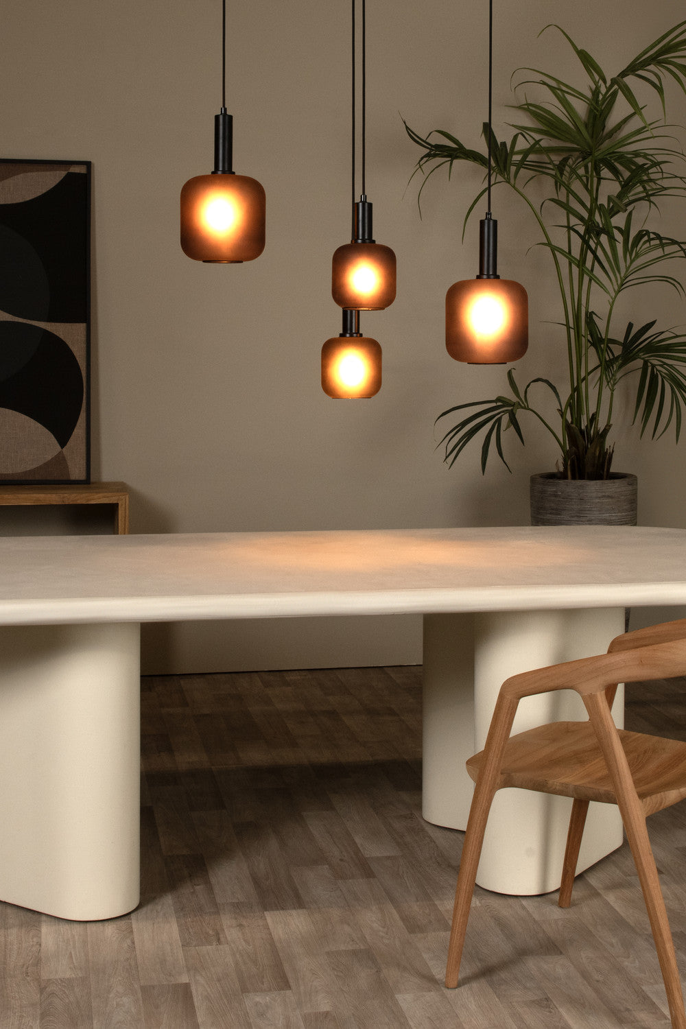 Suspension Eloise 4 lumières noire, verre