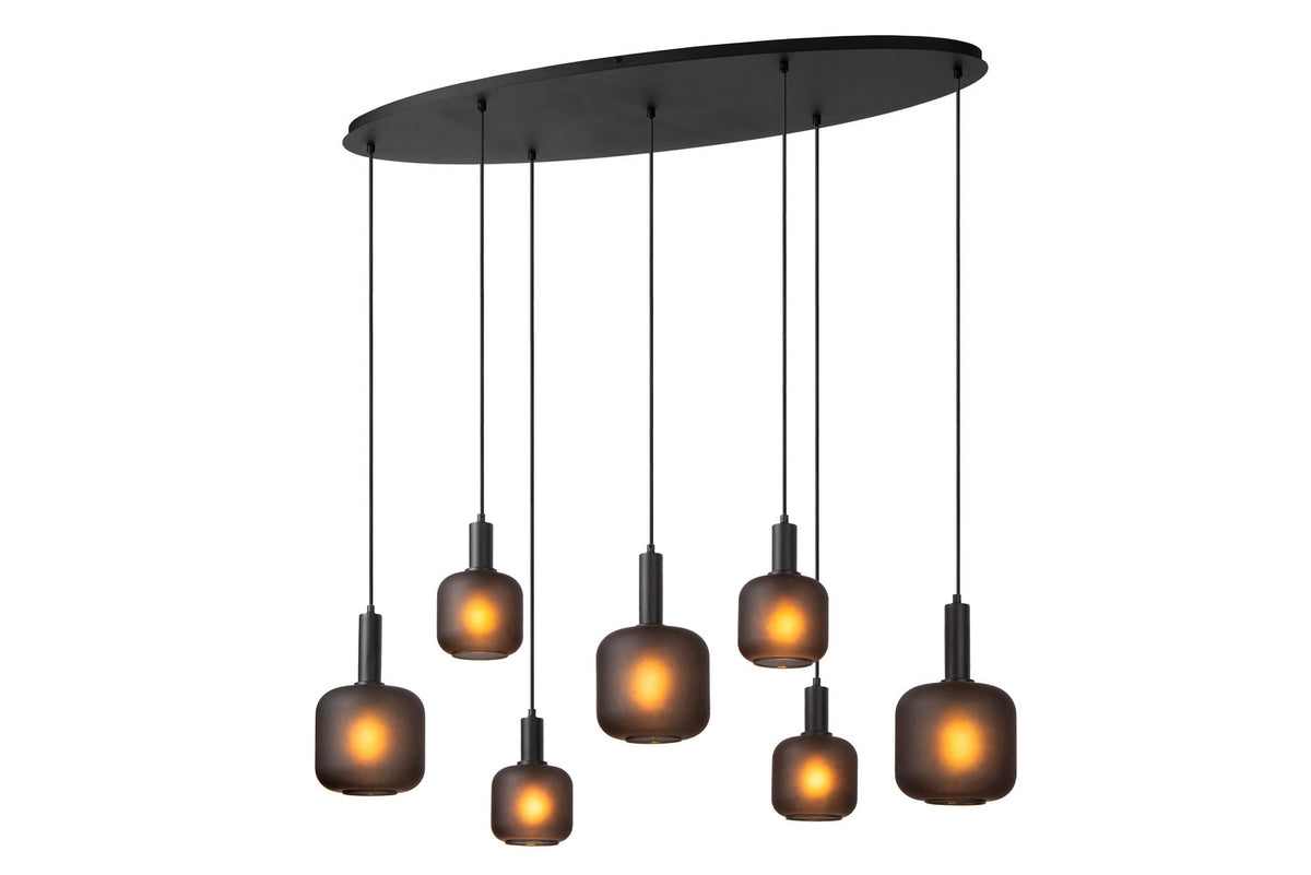 Suspension Eloise 7 lumières noire, verre