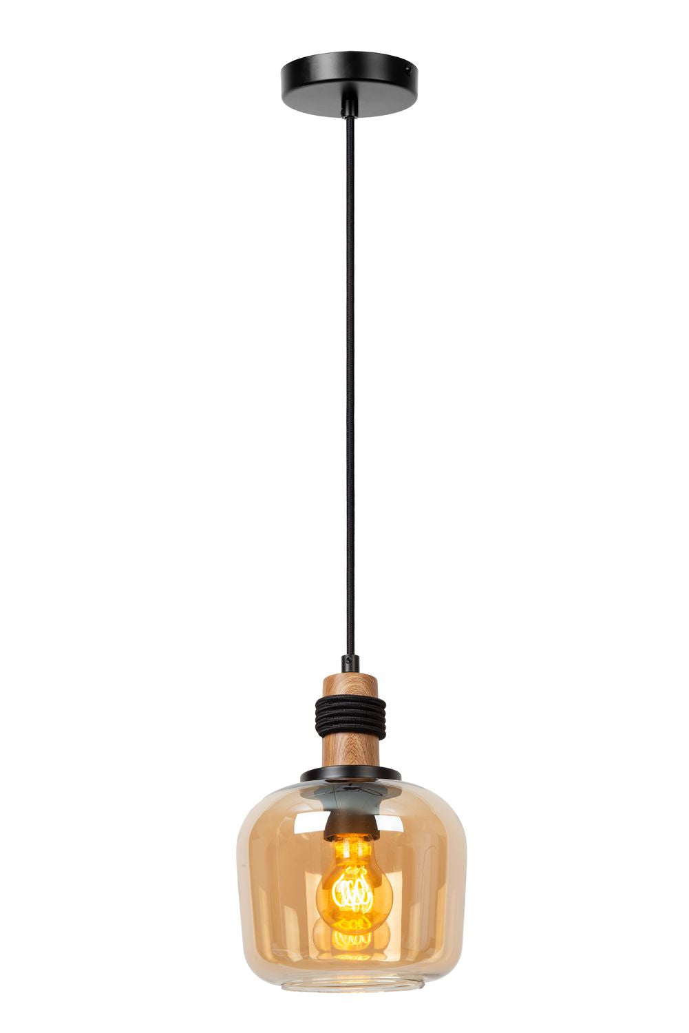 Suspension Ilona ambrée et noire, verre (45408/18/62)