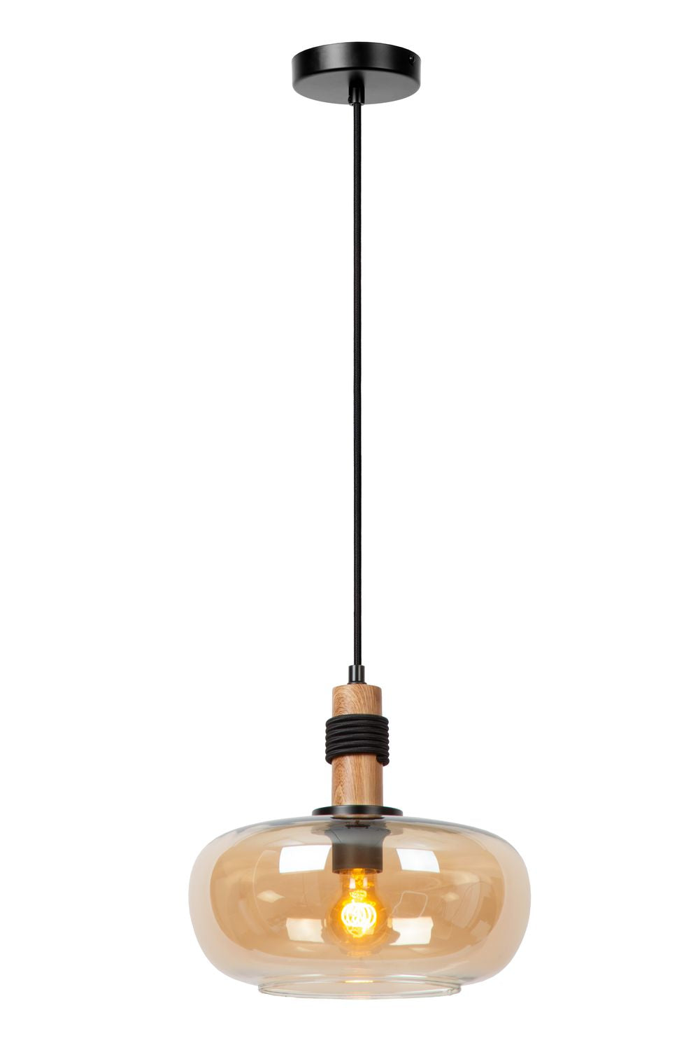 Suspension Ilona ambrée et noire, verre (45408/30/62)