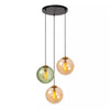 Suspension Monsaraz 3 lumières verte et ambrée, verre