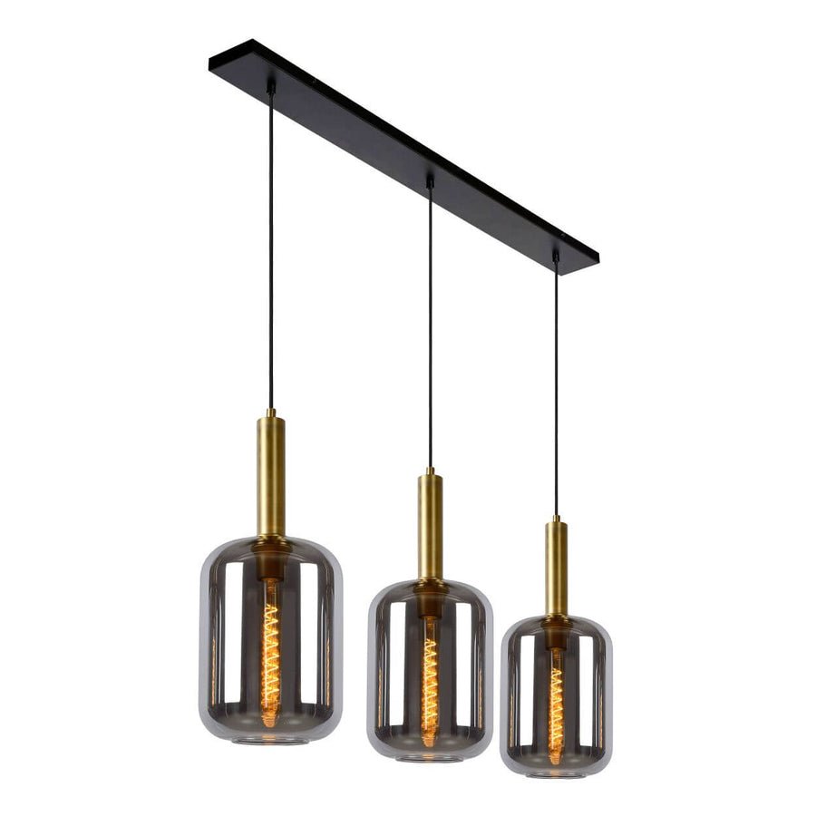 Suspension Joanet 3 lumières fumée et grise, verre