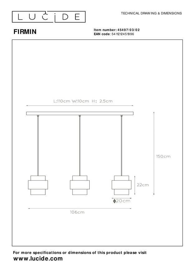 Suspension Firmin 3 lumières dorée mat et opale, verre