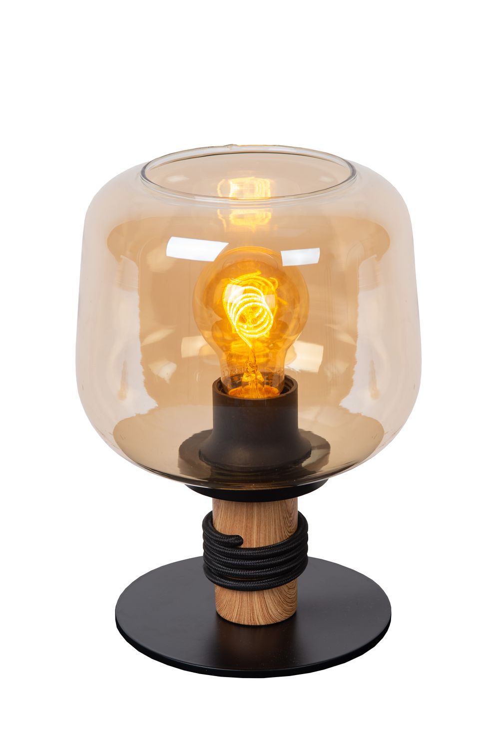 Lampe à poser Ilona ambrée et noire, verre