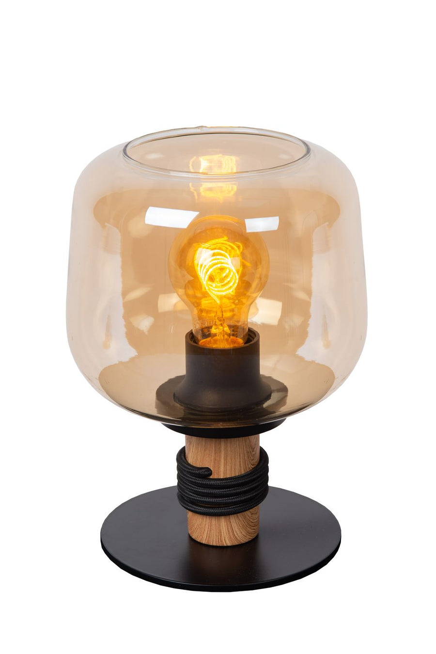 Lampe à poser Ilona ambrée et noire, verre