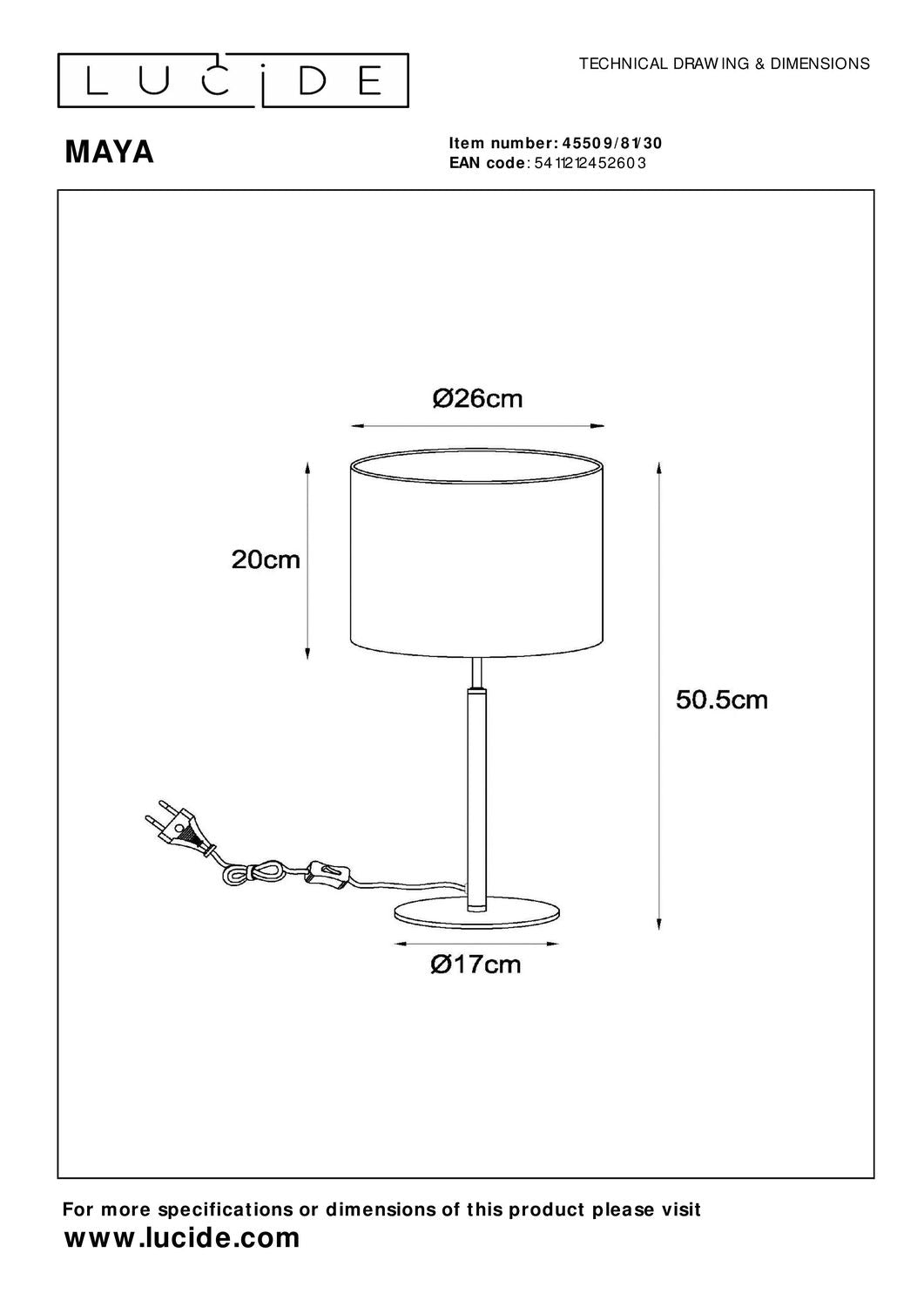 Lampe à poser Maya noire et dorée mat, coton
