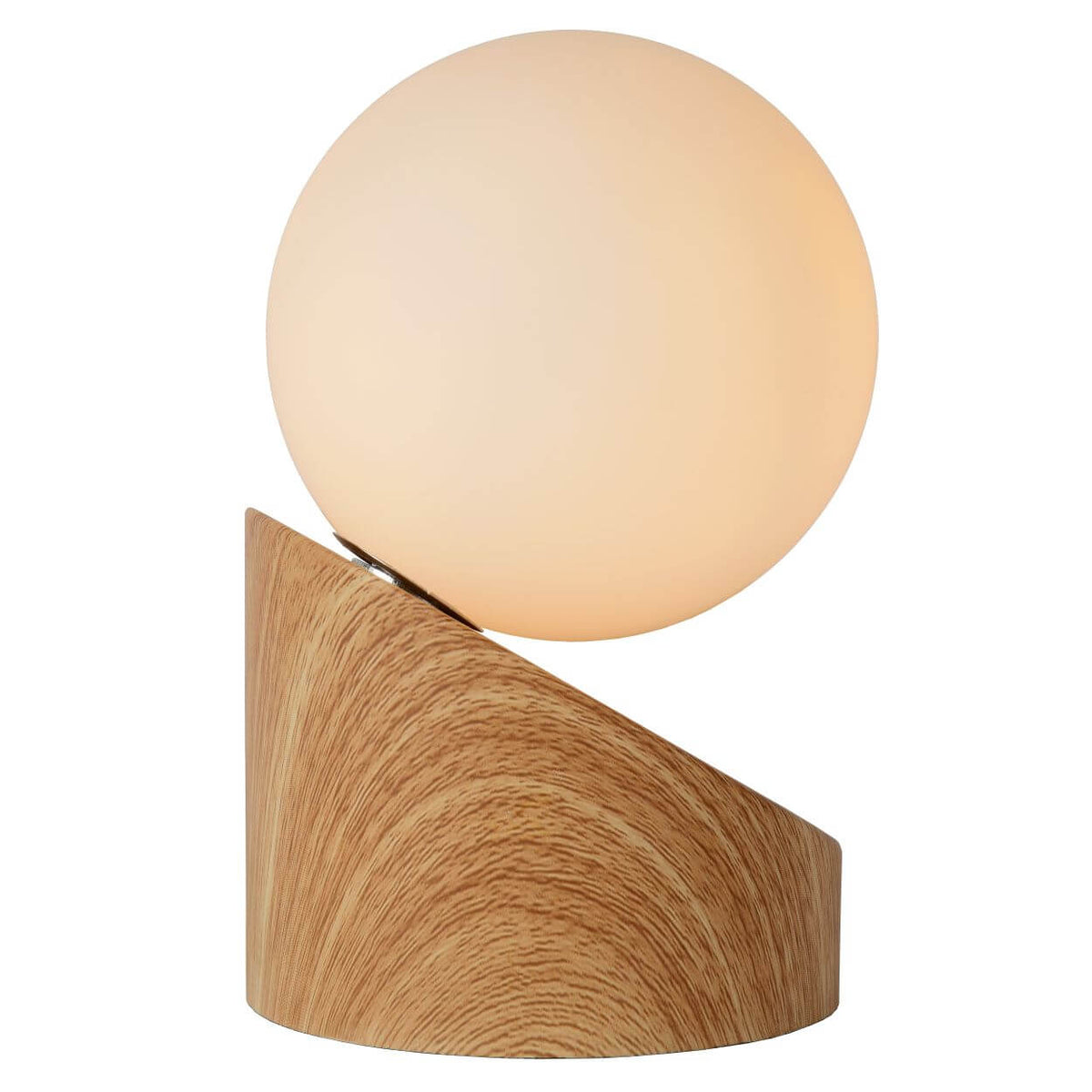 Lampe à poser LEN bois clair et opale, verre