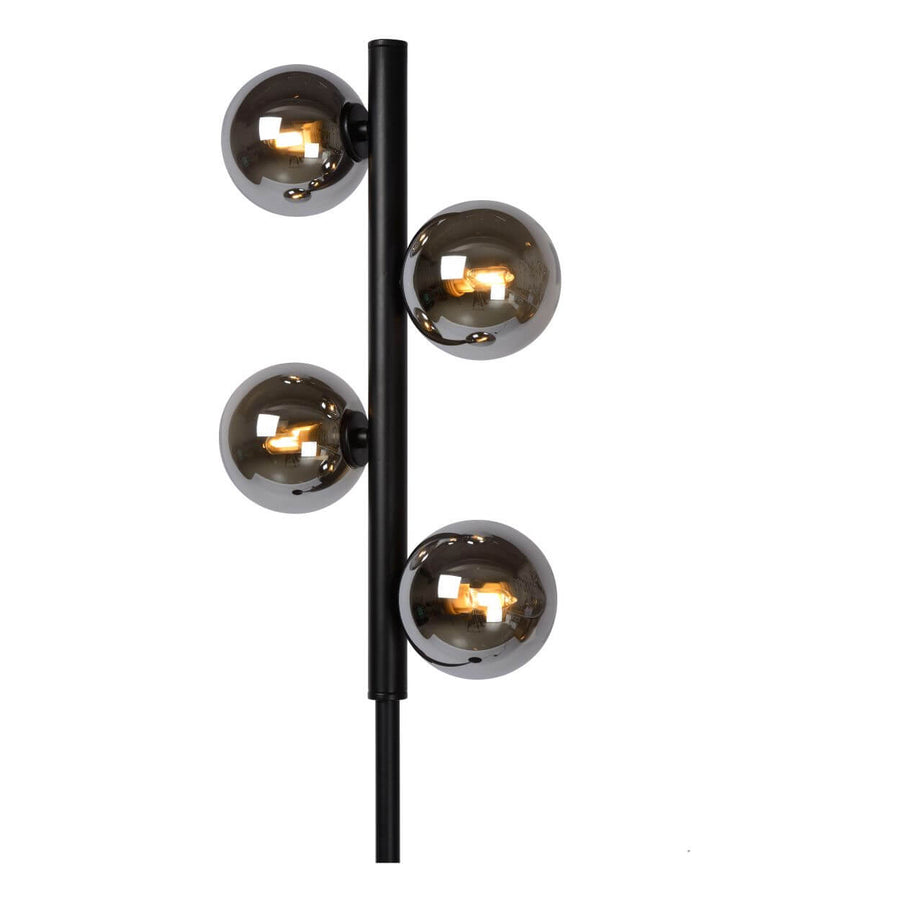 Lampadaire Tycho 4 lumières noir et fumé, verre