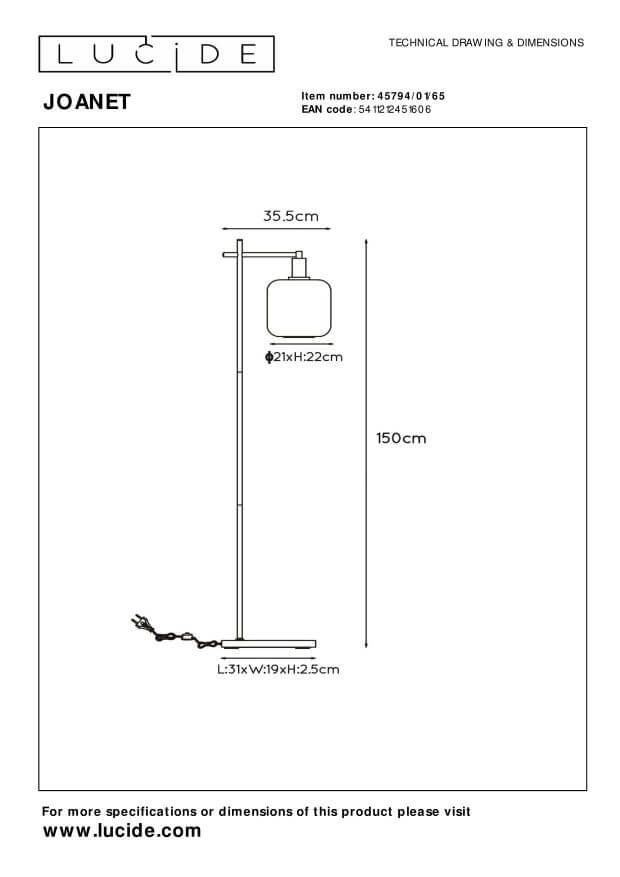 Lampadaire Joanet fumé et gris, verre