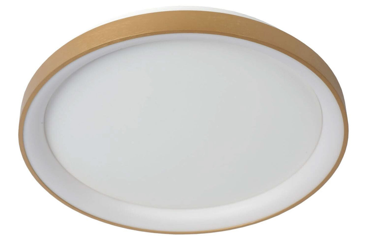 Plafonnier Vidal doré mat et opale, Ø 48 cm