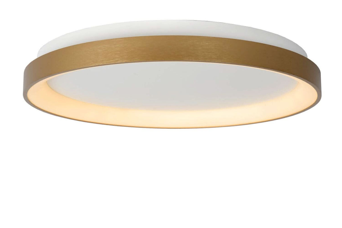Plafonnier Vidal doré mat et opale, Ø 48 cm