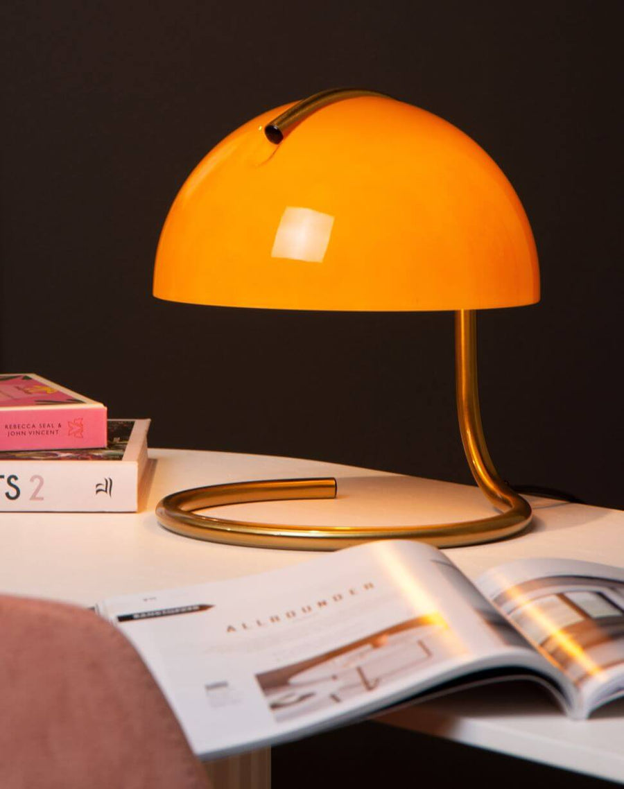 Lampe à poser Cato orange et dorée mat, verre