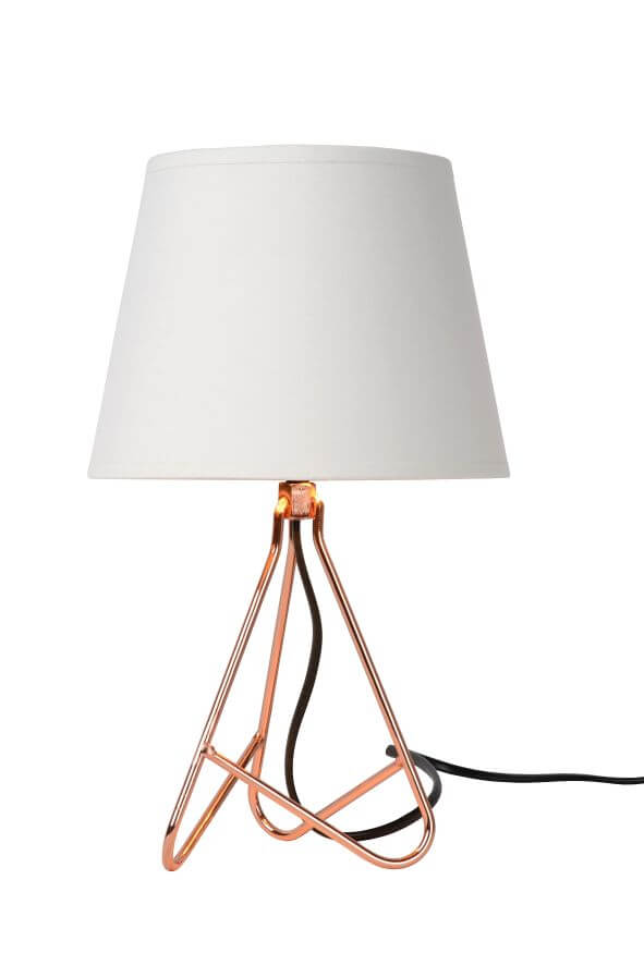 Lampe à poser Gitta cuivrée et blanche, coton