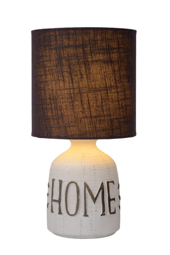 Lampe à poser Cosby blanche et taupe, coton