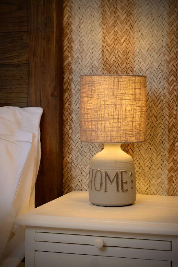 Lampe à poser Cosby grise, coton