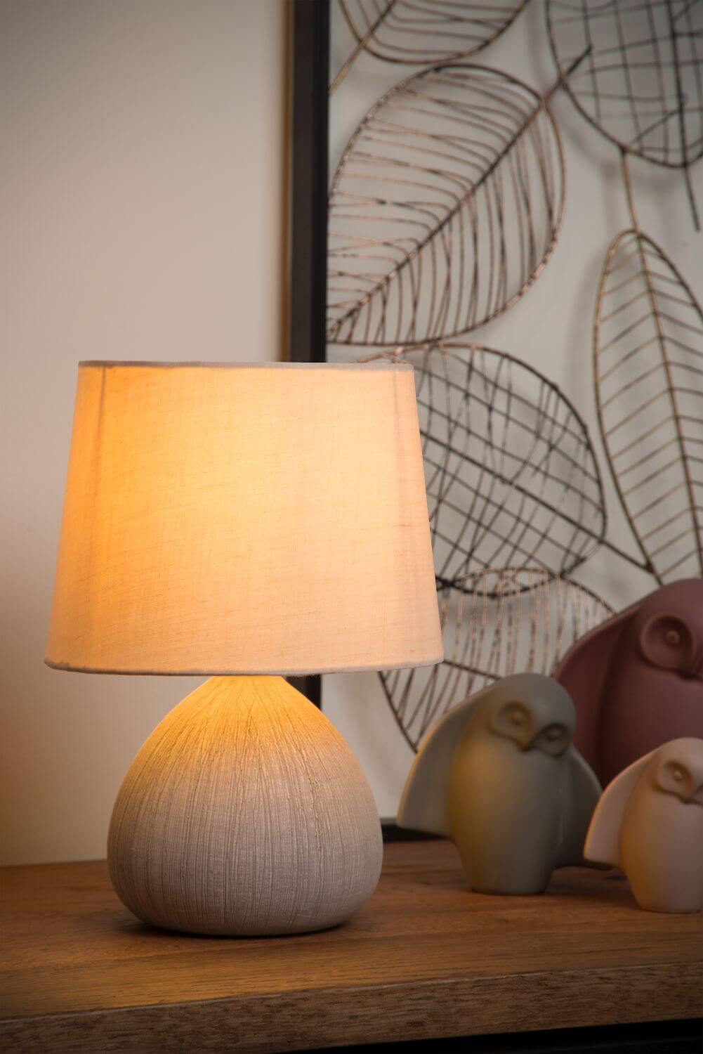 Lampe à poser Ramzi beige, coton