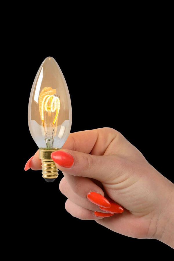 Ampoule LED E14 flamme à filament ambrée, 3 W | Lucide