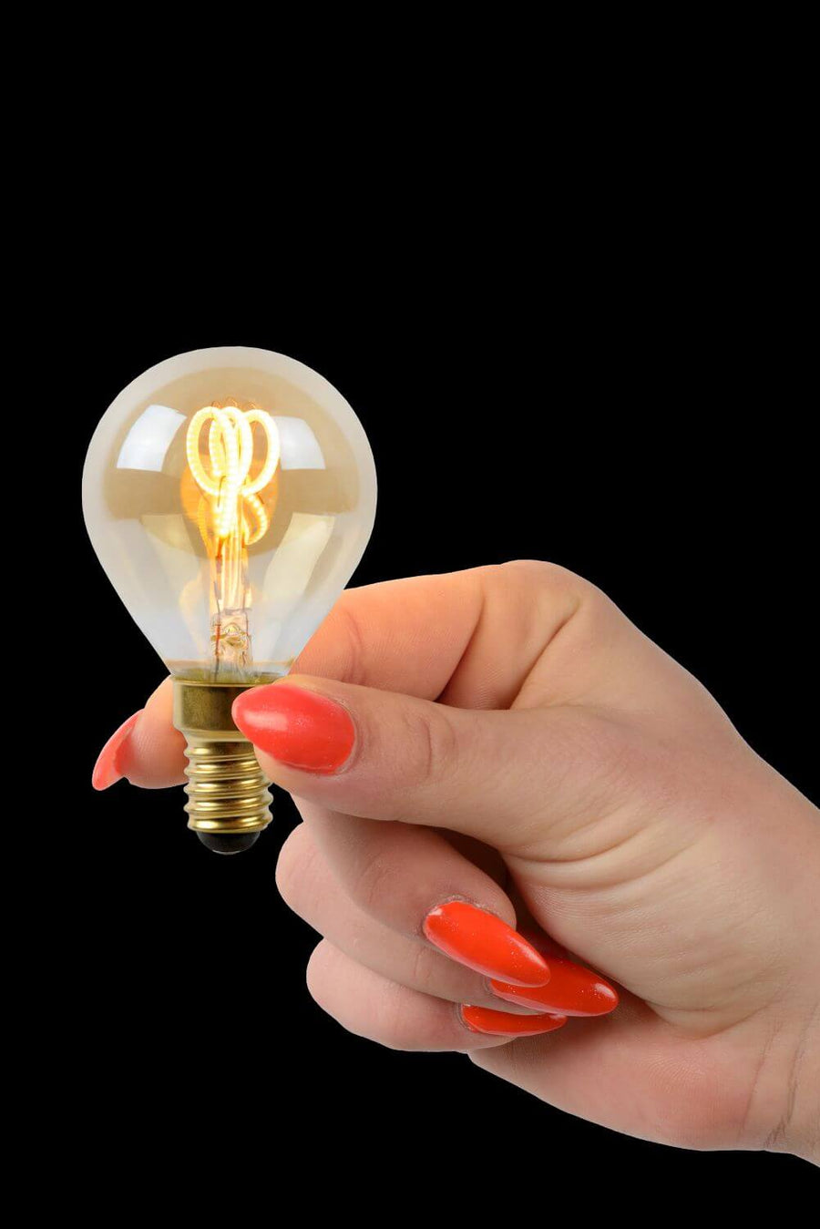 Ampoule LED E14 sphérique à filament ambrée, 3 W | Lucide