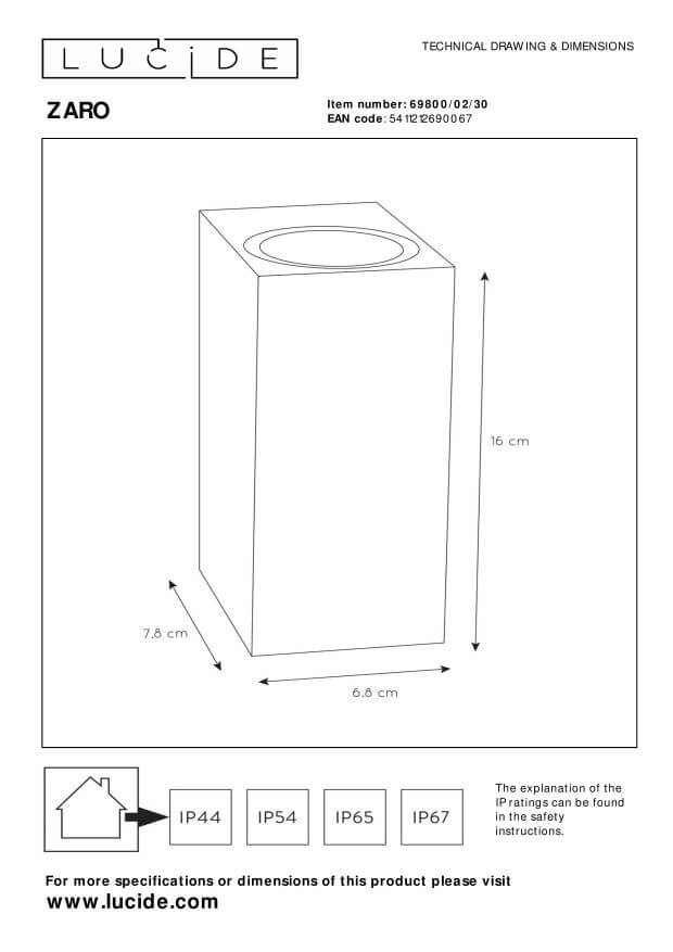 Applique extérieure Zaro 2 lumières noire (69800/02/30)