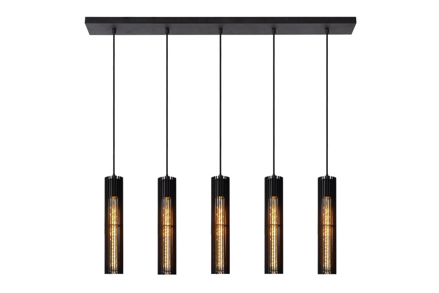 Suspension Lionel 5 lumières noire