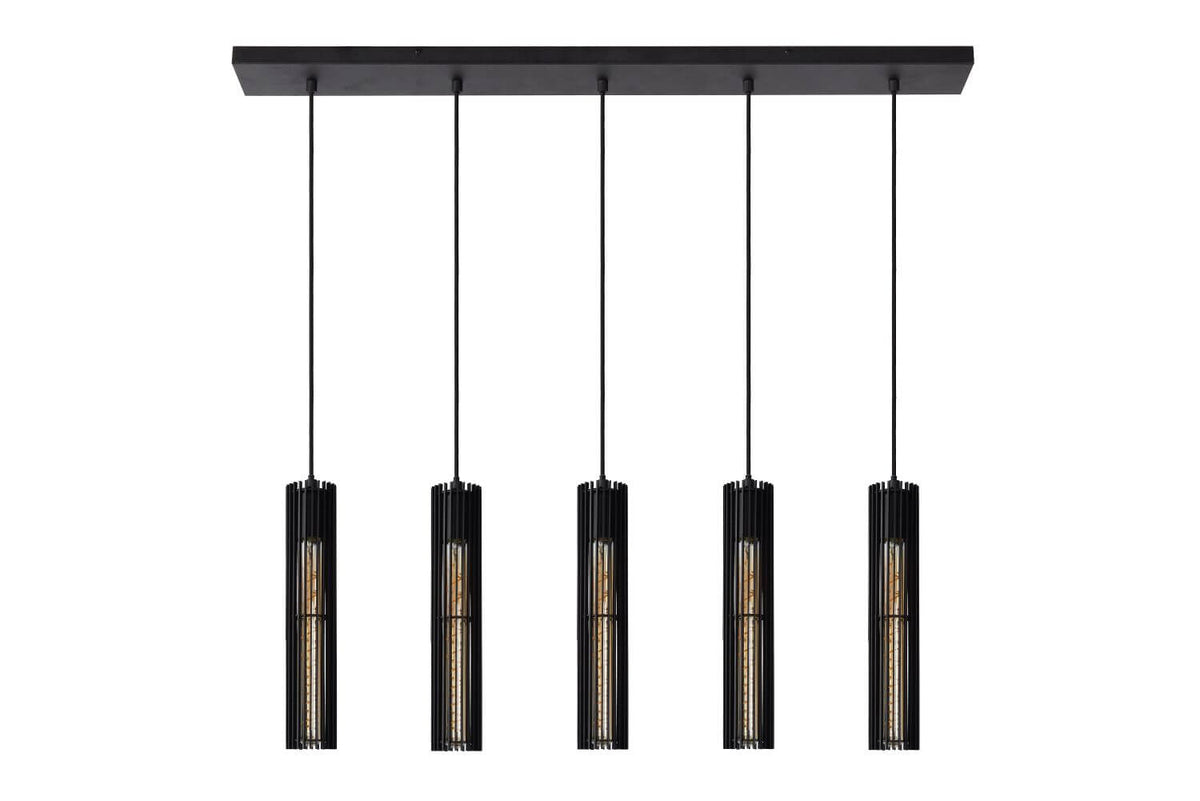Suspension Lionel 5 lumières noire